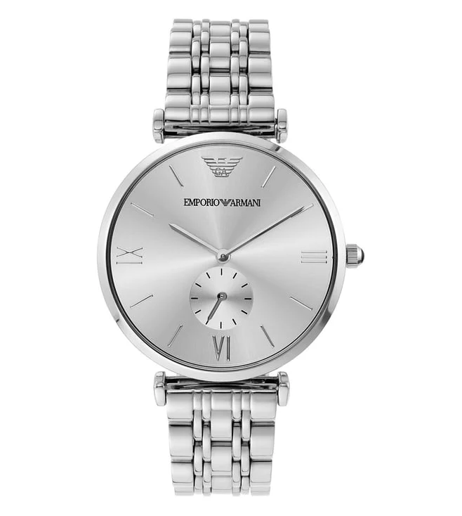 Emporio Armani Unisex Silver-Toned Dial Watch AR1819