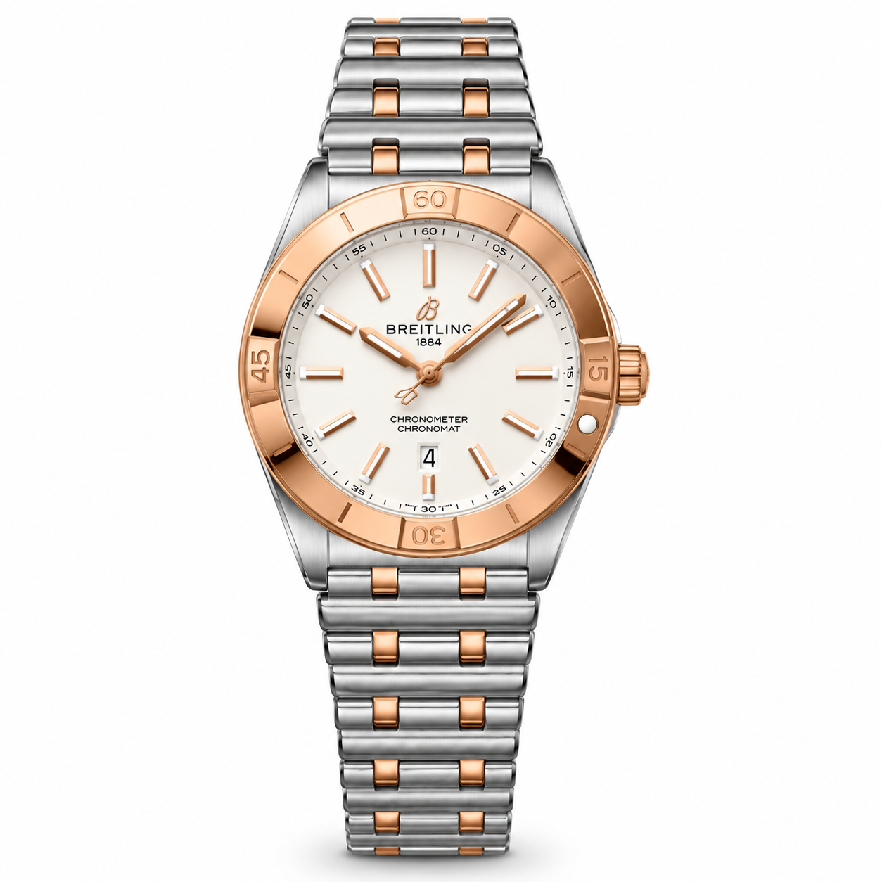 Breitling Chronomat 36 Two-Tone Rose Gold & Stainless Steel Automatic Watch with White Dial
