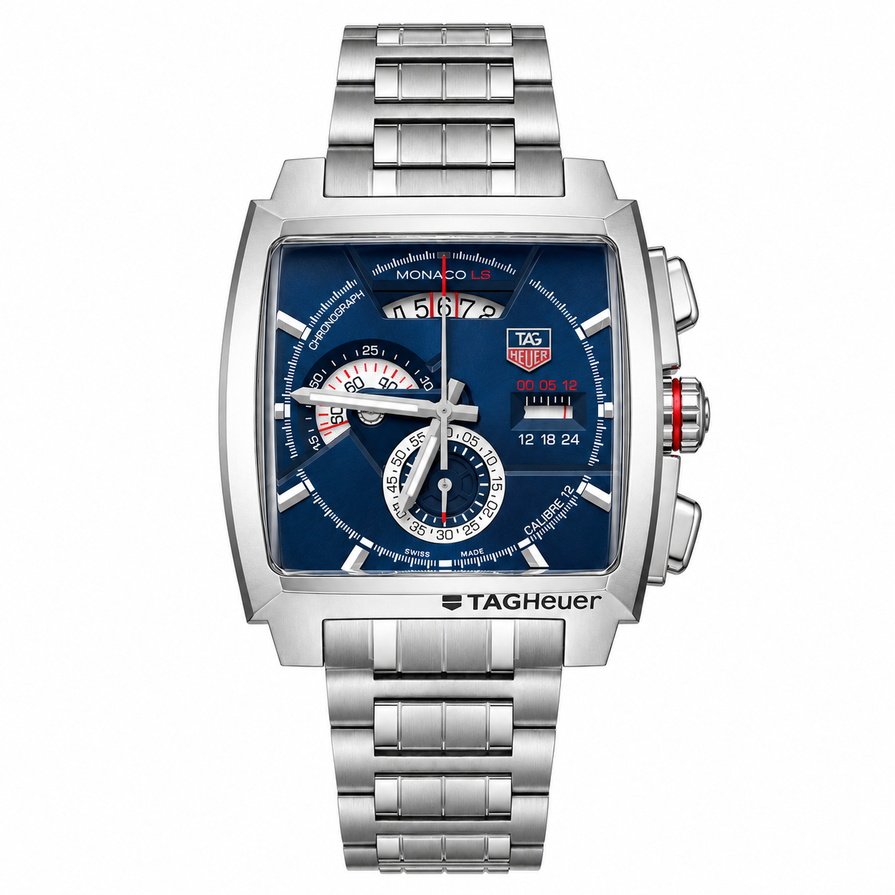 TAG Heuer Monaco LS Blue Dial Chronograph Men Watch – Stainless Steel Bracelet