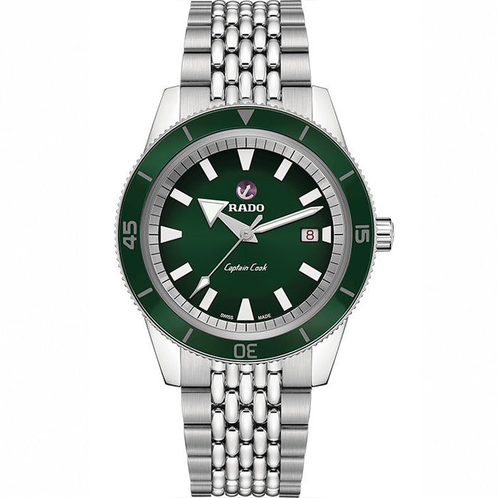 Rado Captain Cook Green Dial Stainless Steel Automatic Men Watch with Jubilee Bracelet