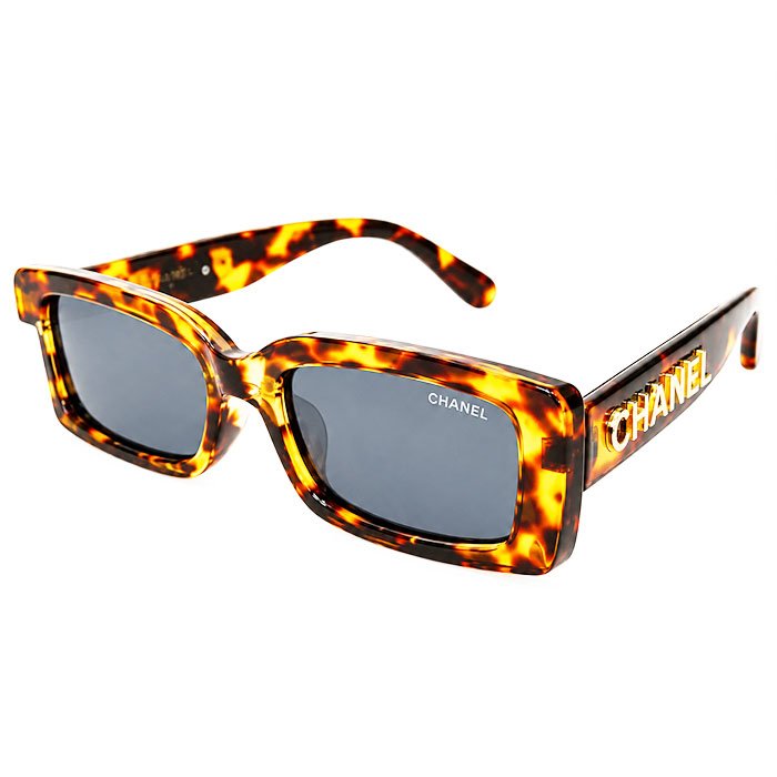 CHANEL Women Tortoiseshell Rectangular Frame Grey Sunglasses