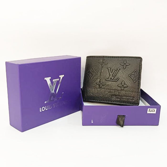 LOUIS VUITTON Black Monogram Leather Bifold Wallet with Gift Box
