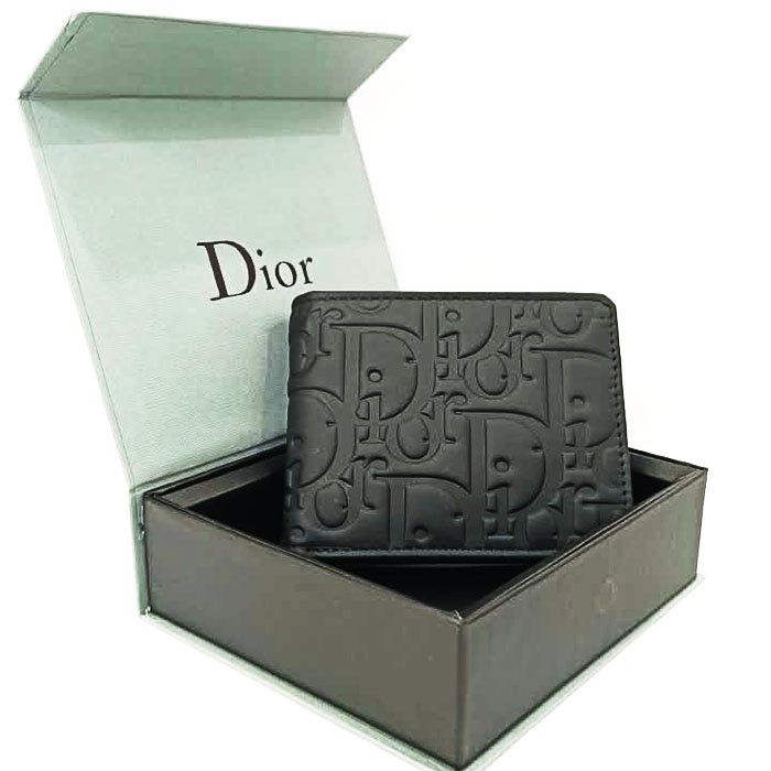 Christian Dior Oblique Embossed Black Leather Bifold Wallet