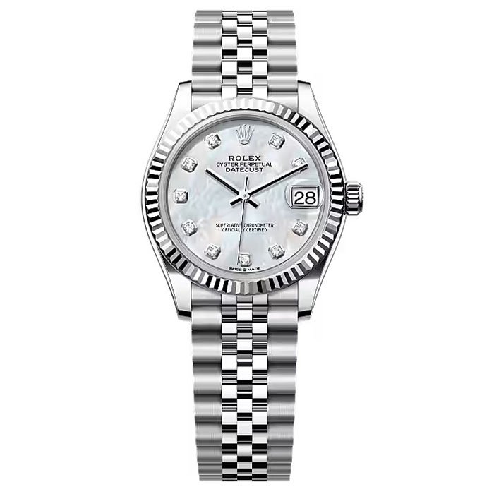 Rolex Datejust 28 – White Rolesor, Diamond-Set White Mother-of-Pearl Dial, Jubilee Bracelet Women Watch